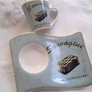 CERAMIC Espresso Cup and Saucer Set - Chocolate Theme